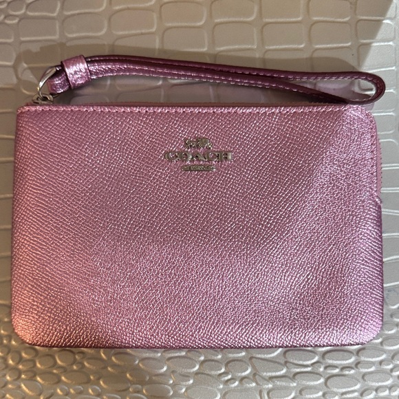 Coach Metallic Pink Wristlet - Picture 1 of 3
